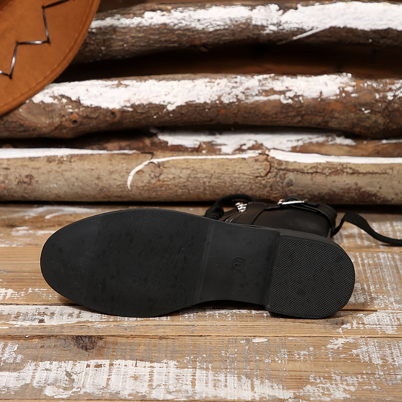 🔥Last Day 50% OFF - Women's Zipper Leather Boots - Wide Fit, Cushioned Sole Pain Relief Riding