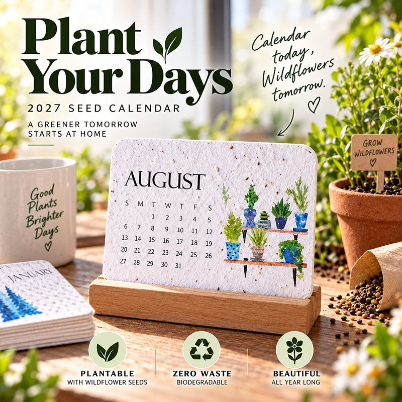 🎁 🇬🇧 2027 Plantable Seed Paper Calendar — Use It, Then Grow It