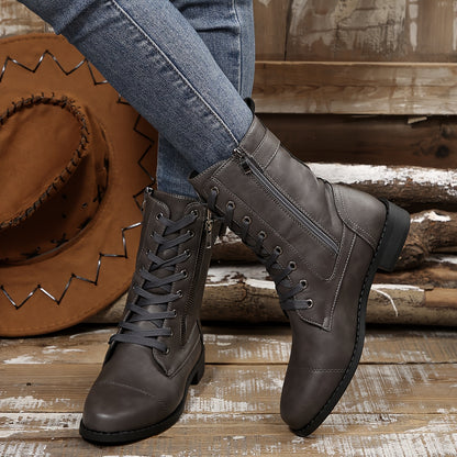 🔥Last Day 50% OFF - Women's Zipper Leather Boots - Wide Fit, Cushioned Sole Pain Relief Riding