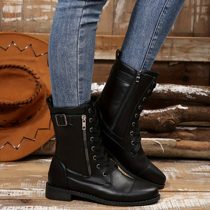 🔥Last Day 50% OFF - Women's Zipper Leather Boots - Wide Fit, Cushioned Sole Pain Relief Riding
